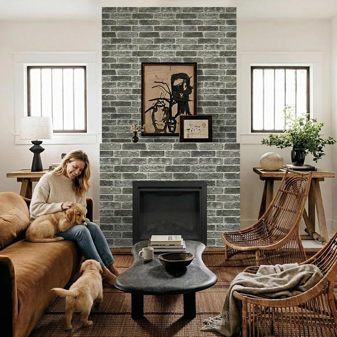 COMSTICKC 3D Faux Brick Wall Panels Peel and Stick, 10 Pcs 15.7" x 11.8" | Gray, Not Real Brick, Lightweight Thin PVC Wallpaper, Fake Brick Wall Sticker for Quick DIY Wall Upgrades, Cover 12.9 sq ft - Image 7