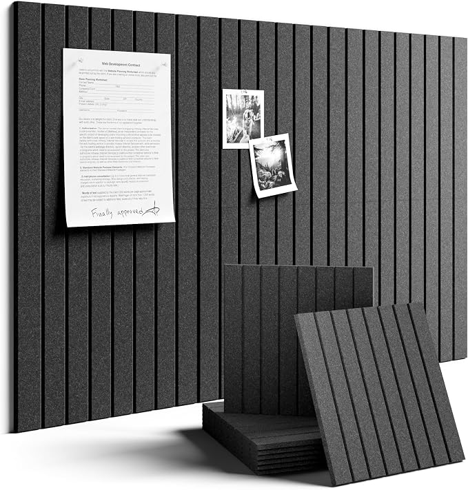 Fluxynara 36" x 24" Large Felt Bulletin Board, Charcoal Gray | 6 Pack Cork Board Alternative with 30 Safe Adhesive Tabs, Pin Boards for Wall Decor, Home, Office, Classroom,Dorm by FLUXYNARA