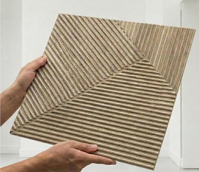 Faux Wood 3D Wall Panels, Wood Grain, Waterproof PVC, Natural Oak | 19.7x19.7 Inch, 12 Pack Covers 32.4 Sq Ft, Decorative Wood Tiles Texture, Fire Resistant, Lightweight Modern Accent Decor - Image 3