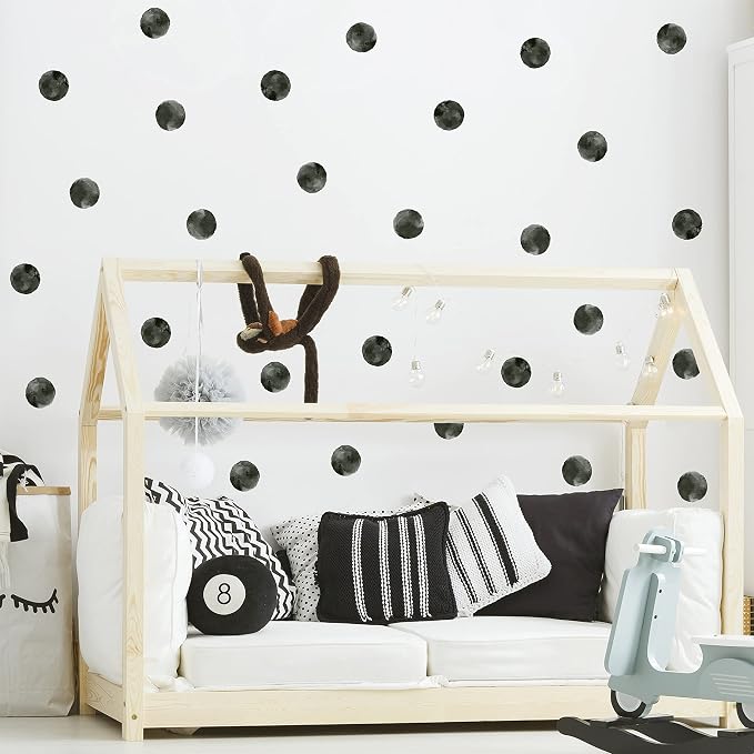 120pcs 2.2'' Black Polka Dot Wall Decals Dots Wall Stickers | Removable, waterproof, peel and stick, wall art decor with dots for nursery, living room, and bedroom (Ink Black, 10 sheets) by Veshur-Lightupyourwall