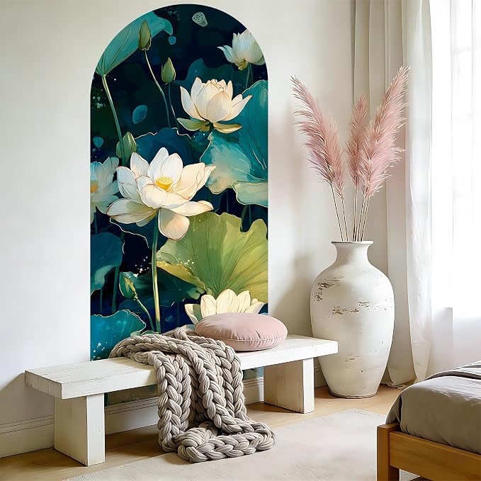 Arch Wall Decals Peel and Stick, Large Wall Stickers, Removable Home Decor Art Wallpaper for Bedroom Living Room, Floral Pattern, 71'' 31.7'' - Image 8