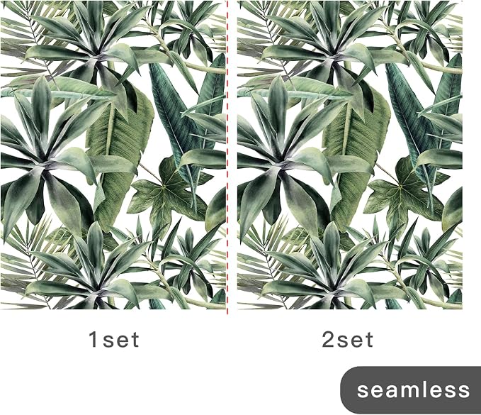 Tropical Green Peel and Stick Wall Mural for Bedroom | 92"x125", Large White Background Tropical Green Wallpaper, Removable Leather Textured & Water-Resistant, Old Wall Makeover - Image 4