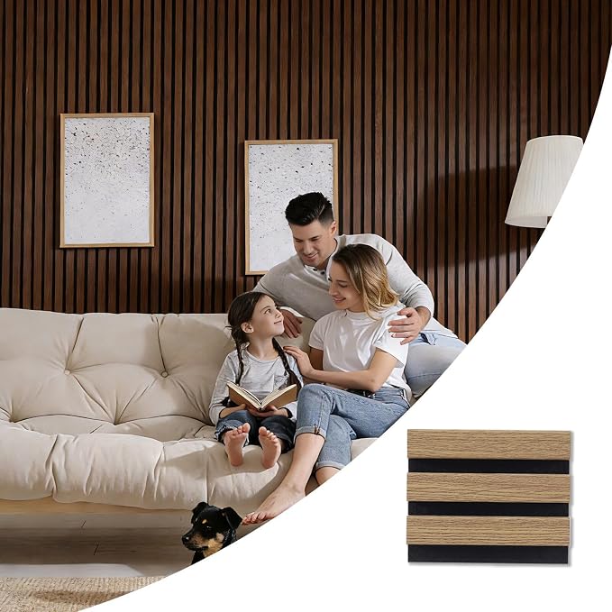 Wood Slat Acoustic Panels, 4.7"x5.9" 3D Wall Panels, Modern Fluted Sound Absorbing Wall Panels for Interior Wall Decor,Office,Home,Theater,Studio,Walnut Sample by TREKATLAUTO