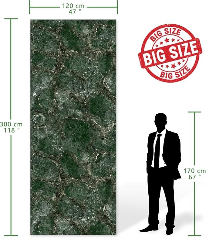 Marble Peel and Stick Waterproof Wall Paneling, 118" x 47" Amazonita Green Glossy Finish Self-Adhesive Backsplash Tile Vinyl Wall Panel for Kitchen Bathroom Wall Decor, Covers 38.75 Sq. Ft. - Image 2