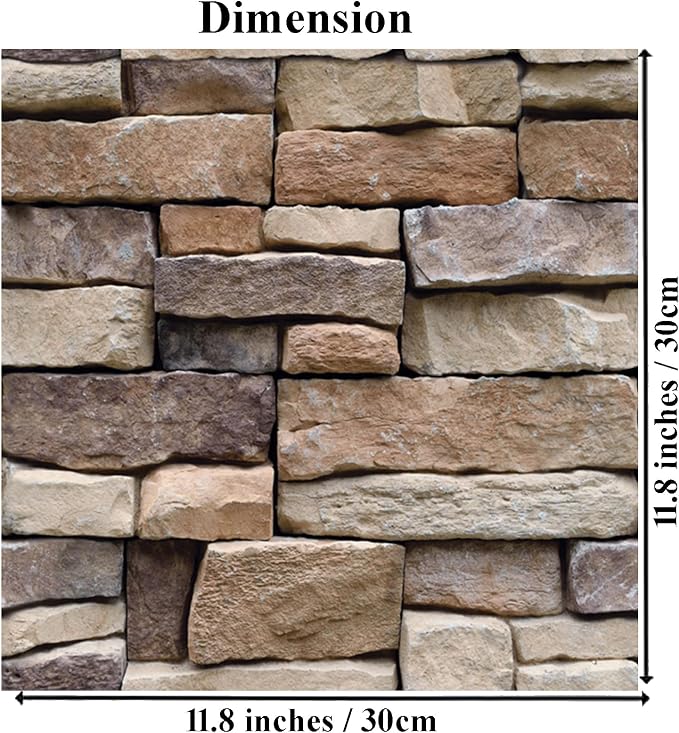 3D Wall Panels Peel and Stick, 10PCS Self-Adhesive Brick Wallpaper | Waterproof, 11.8" x 11.8", PVC,Wall Panel, Brick Stone for Living Room,Lobby Bedroom Office Interior Decoration - Image 2