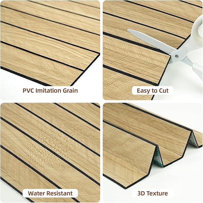 WADILE Peel and Stick Wood Slat Wall Panels 12x12in PVC 10 Pack | Decorative wall panels, self adhesive, living room, bedroom, accent wall, not real wood - Image 4