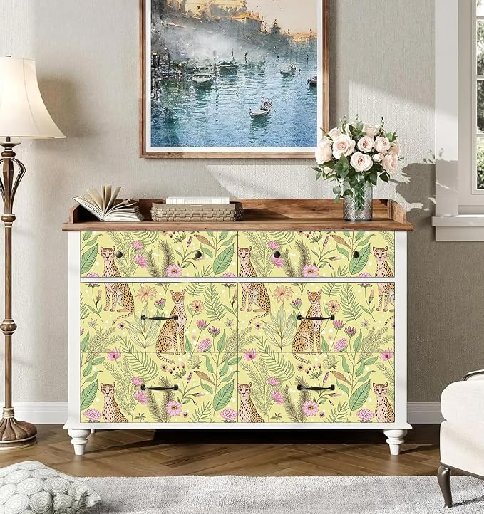 Floralplus Peel and Stick Wallpaper Floral Cheetah Wallpaper | Removable, Stick On, Renter Friendly Wallpaper, Boho Tropical Leopard Contact Paper for Living Room, 17.5 x 118 in - Image 7