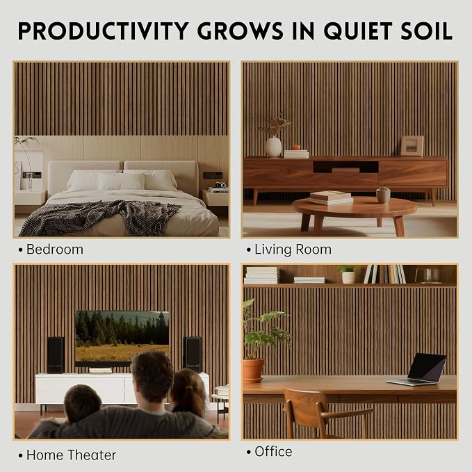 RITOLLO 4 Pack Wood Panels for Wall, 90.55"×12.6" Wood Slat Acoustic Panels for Wall, Soundproof Panels, 3D Fluted Panels for Interior Wall Decor (Walnut) - Image 6