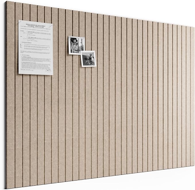 Bumusty 48"x 36" Large Felt Bulletin Board Tiles, Taupe | 12-Pack Cork Board Alternative, Wall Decor, 30 Pushpins, 60 Adhesive Tabs, Vision Board, Office, Classroom, Home, Dorm by BUMUSTY
