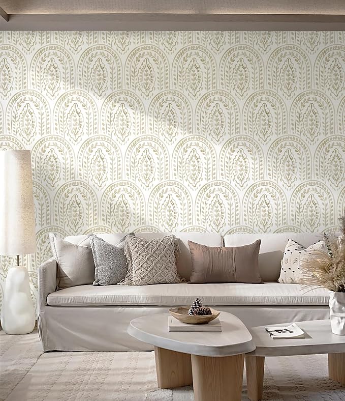 Peel and Stick Wallpaper Modern Wall Paper Boho Removable Wallpaper Peel and Stick Brown and White Self-Adhesive Contact Paper for Bathroom Bedroom Kitchen Wall Decor 17.3" x 394" - Image 5