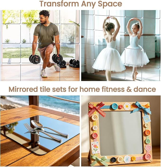 Mirror Stickers for Walls 10 Packs Self Adhesive Stick on Mirror Tiles - Image 5