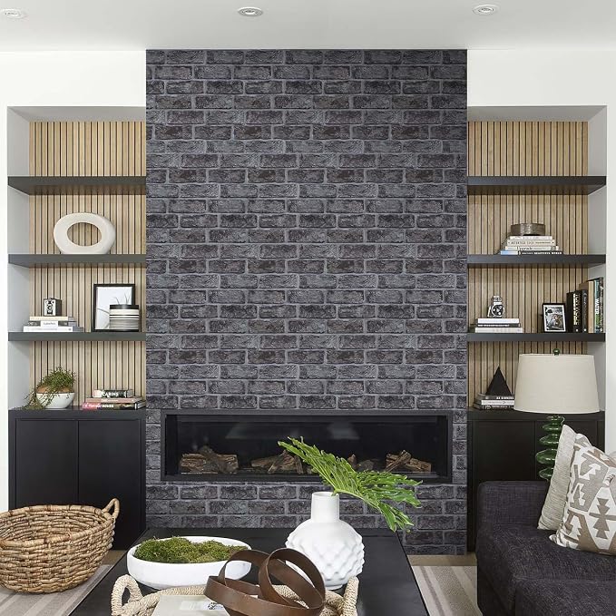 Commomy 3D Faux Brick Wall Panels - 10 pcs 11.8" x 11.8" | Small Size Thin PVC Brick Wallpaper Tiles Backsplash for Kitchen,Bedroom,Living Room,Quick DIY Wall Decor(Covers 9.7 sq.ft) - Image 2