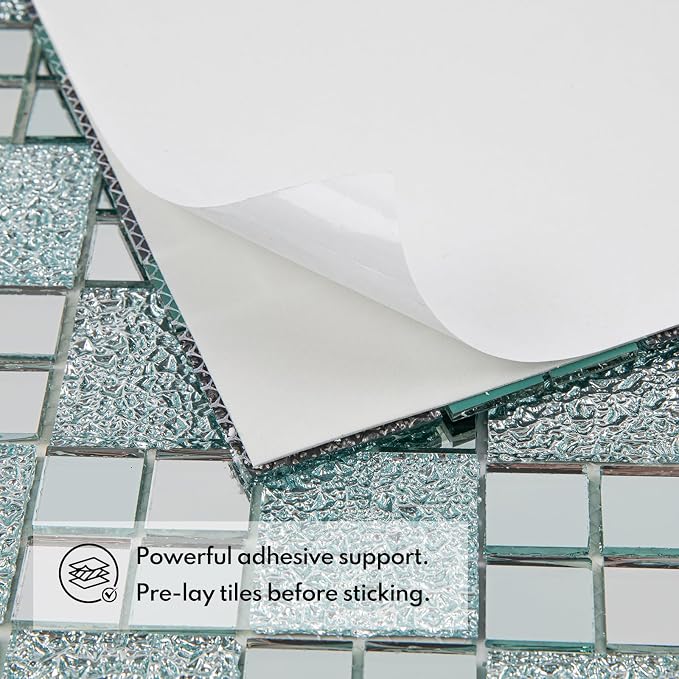 Lovdeco Mirror Peel and Stick Square Mosaic Tile for Kitchen Backsplash, 12" x 10", 6 Pieces, 5 SQ.FT. - Image 3