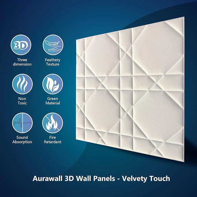Velvet 3d wall panels for Interior wall Decor peel and stick, Soundproof Geometric Textured 3d Wall Panels for Living Room, Bedroom, TV Background 17.7" x 17.7", Cover 26.15 Sq.Ft Cream White - Image 5
