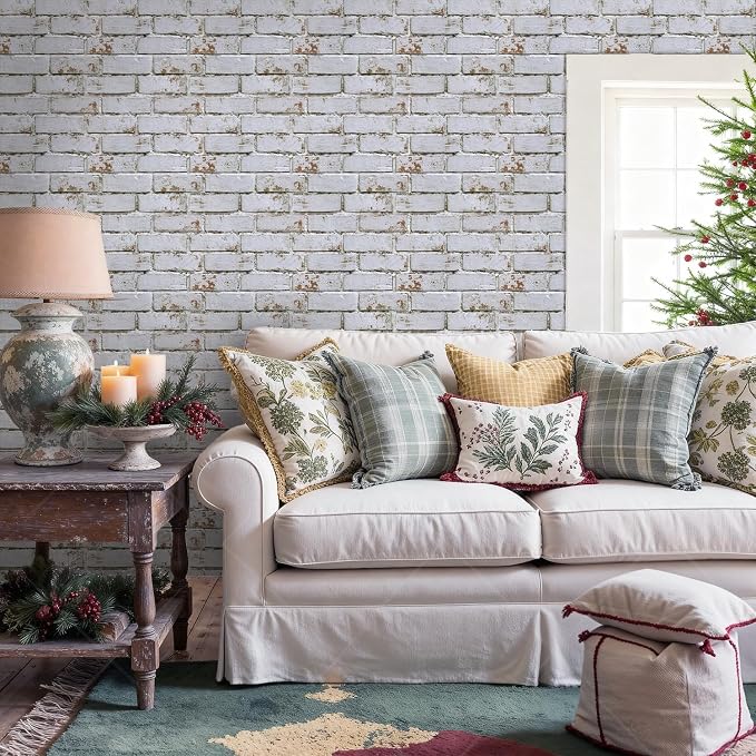3D Faux Brick Wall Panels Peel and Stick, Designed for Quick DIY | Whitewash, 10 Pcs 11.8" x 11.8", Small Brick-Look, Ultra-Light PVC Fake Brick Covering for Wall Renovation, Cover 9.7 sq ft - Image 7