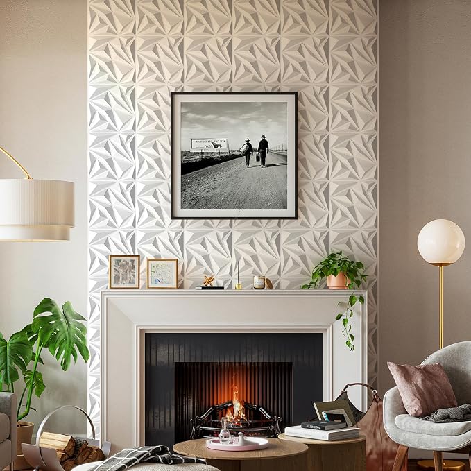 STICKGOO 3D Wall Panels Diamond, White, 12''x12'', 33 Pack | Accent Wall Panels for Interior Wall Decor, Living Room, Bedroom, TV Background, Office, Cover 32 Sq.Ft - Image 9