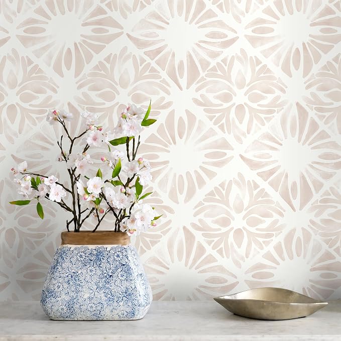 Geometric Peel and Stick Wallpaper boho78.7 x17.3 White and Pink Wallpaper White Contact Paper Removable Wall Paper for Bedroom Waterproof Removable Shelf Liner Decal Vinyl Roll by Fiula