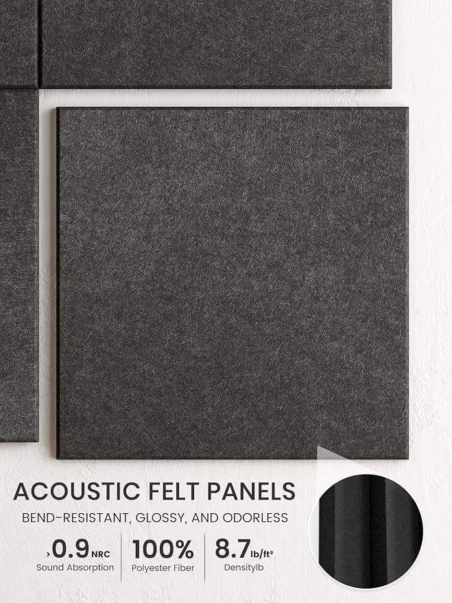 Bumusty 48"x 36" Large Felt Bulletin Board Tiles, Charcoal Gray | 12-Pack Cork Board Alternative, Wall Decor, 30 Pushpins, 60 Adhesive Tabs, Vision Board, Office, Classroom, Home, Dorm - Image 3