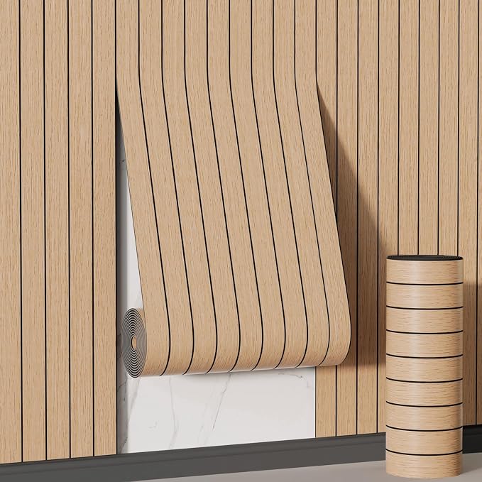Arthome Peel and Stick Slat Wall Panels 15.7"x360",Self-Adhesive PVC Wood Grain Wallpaper Panel,3D Thick Faux Soundproof Backsplash Accent Wall Tile for Walls & Furniture (Oak- Coverage 39.2 Sq.ft) by ArthomeWALLDECOR