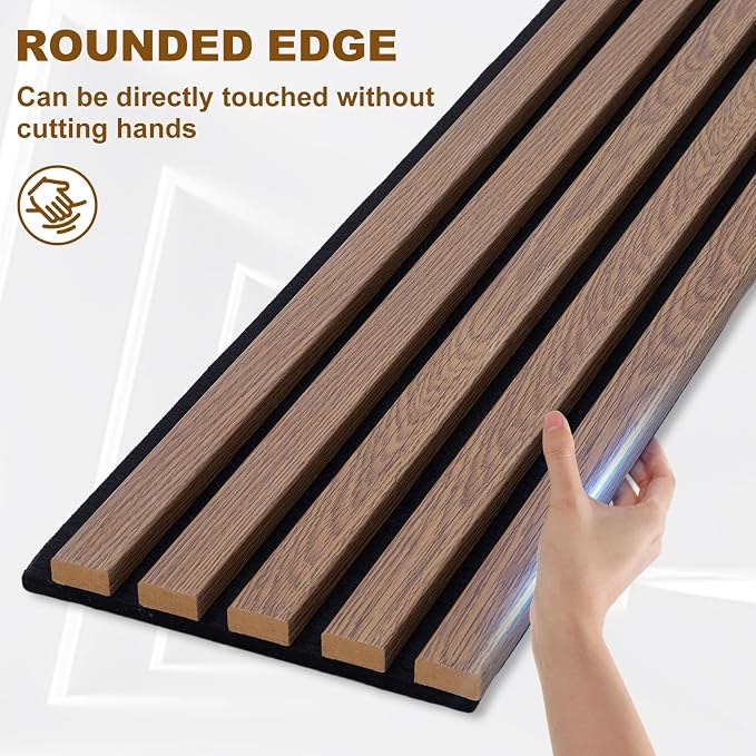 Wood Slat Acoustic Panels, 4 Pack 94.5"x7.9" (21ft²) 3D Wall Panels, Modern Fluted Sound Absorbing Wall Panels for Interior Wall Decor,Office,Home,Theater,Studio,Walnut - Image 4
