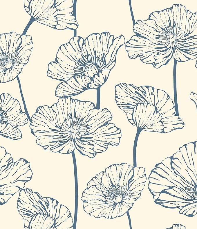 Orainege Peel and Stick Wallpaper Blue and Beige Wallpaper | 17.3inx393.7in Floral Contact Paper Self Adhesive Wall Paper Boho Removable for Bedroom Living Room by Orainege