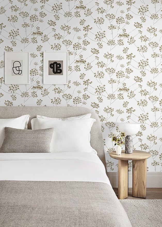 Hopepak 17.3"×197" Peel and Stick Wallpaper Floral Beige Contact Paper for Bathroom Leaf Removable Self Adhesive Wall Paper for Bedroom Modern Wallpaper for Walls Living Room Vinyl - Image 5