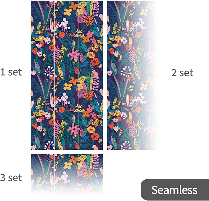Moody Blue Botanical Peel and Stick Wall Mural for Accent Wall | Dark Background Floral Wallpaper, Removable Leather Textured & Water-Resistant, Bedroom Small Apartment, 46"x98" - Image 4