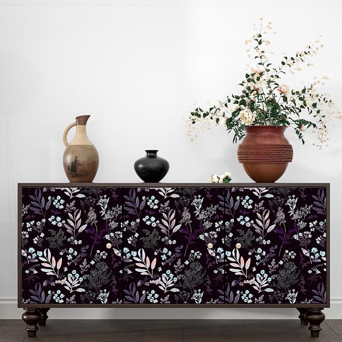 Laatse Vintage Floral Peel and Stick Wallpaper 17.5'' x 393'', Pink Purple | Self Adhesive/Removable/Waterproof/Thick Vinyl Contact Paper for Bathroom Bedroom Shelf Cabinet Drawer,Prepasted,Easy Peel - Image 3
