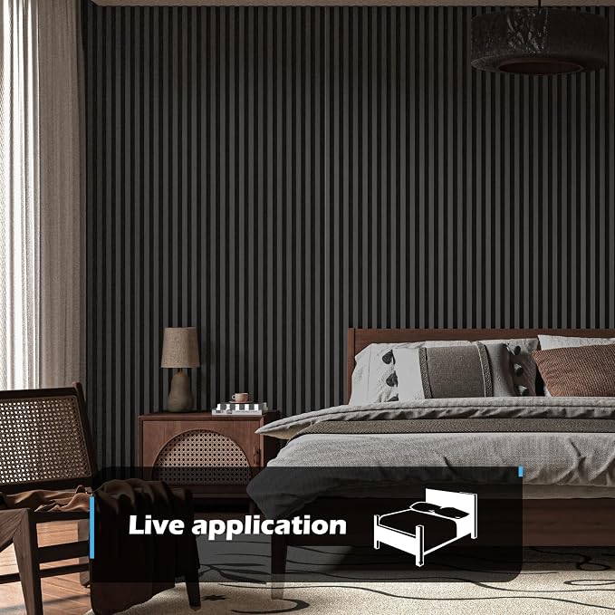 Art3d 48 x 24 in Fluted Soundproof Wood Slat Wall Panel, 2-Pack, Blackwood | Reduce Noise, Durable, Sustainable, Moisture Resistant, Easy Mounting, Low Maintenance, Long Lasting, Home Decor, Office Use - Image 2