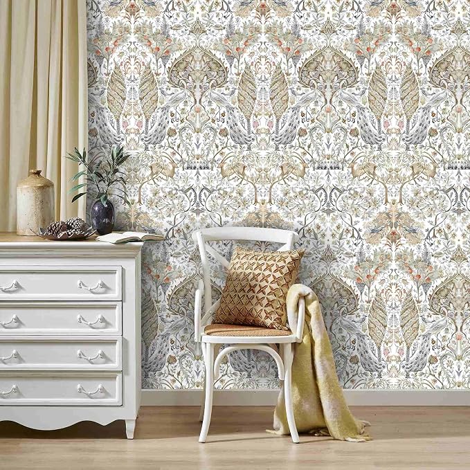 Victorian Botanical Peel and Stick Wallpaper, Vintage Bird Wallpaper | Thick Vinyl Wallpaper with Self-Adhesive Backing, Perfect for Home Decor and Accent Walls - Image 7