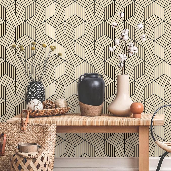 MelunMer Brown Geometric Wallpaper Peel and Stick Removable 17.7”×393” - Image 8