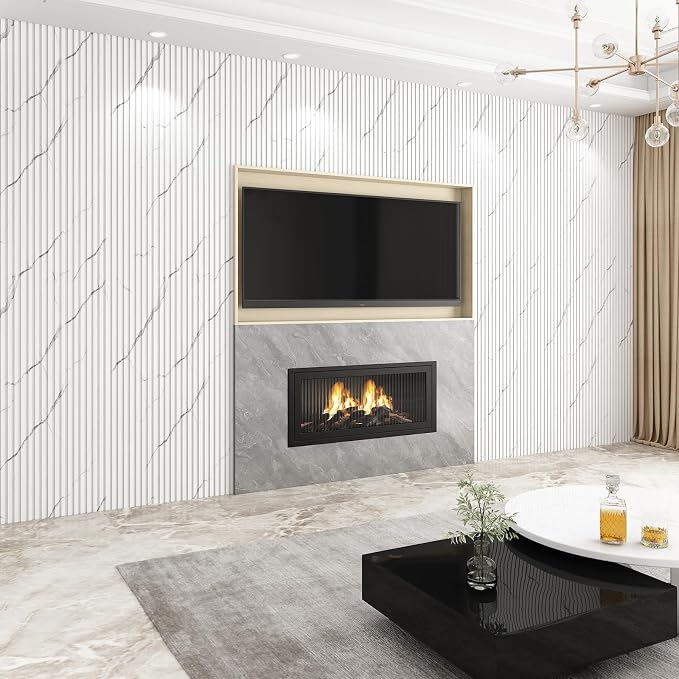 Slat Wall Panel 8-Pack, 108’’x6.3’’, Marble White | WPC Wall Panel for Interior Wall Decor, TV Background, Kitchen, Bedroom - Image 5