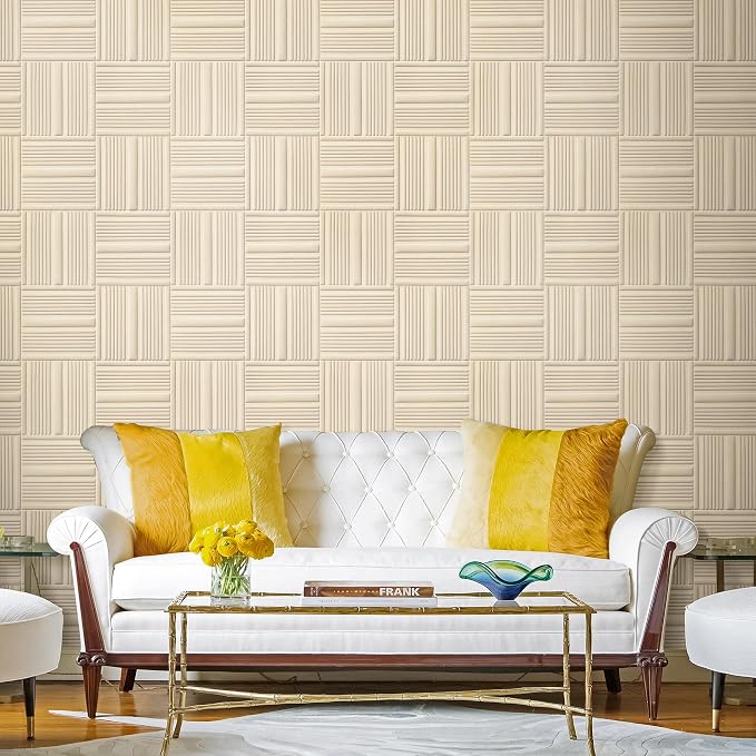 Velvet 3D wall Panels for Interior Decor Peel and Stick, Soundproof Geometric Textured 3D Wall Panels for Living Room, Bedroom, TV Background Beige 17.7" x 17.7", Covers 26.15 Sq.Ft 12pcs - Image 7