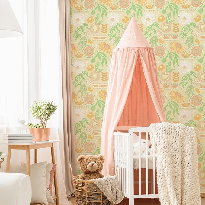 Simon&Siff Boho Floral Wallpaper Peel and Stick, 17.3" x 480" | Removable Contact Paper Dark Botanical Flowers Wall Mural for Decorative Bedroom Bathroom Home Wall - Image 3
