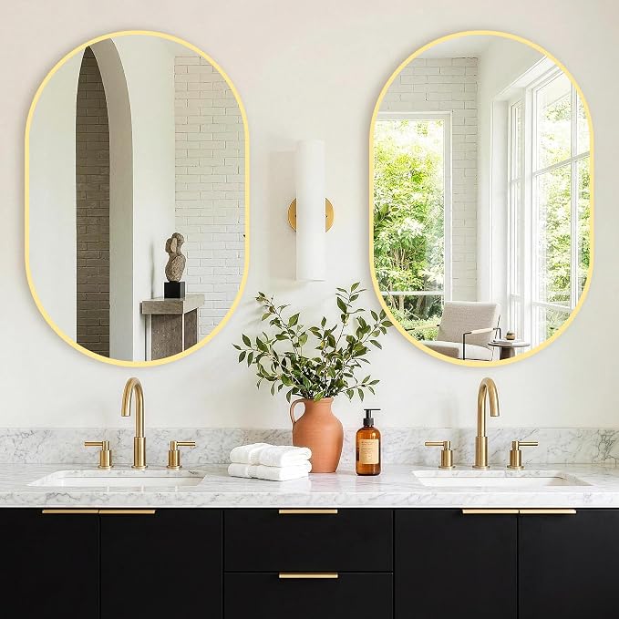 Oval Bathroom Mirror, 2 Pack 24"x36" Gold Vanity Mirror for Over Sink - Image 7