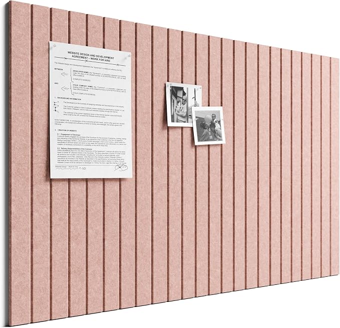 Bumusty 36"x 24" Large Felt Bulletin Board Tiles,Pink | 6-Pack Cork Board Alternative, Wall Decor, 30 Pushpins, 30 Adhesive Tabs, Vision Board, Office, Classroom, Home, Dorm by BUMUSTY