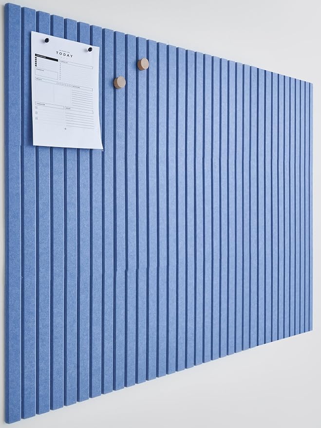 VIVELDA Felt Bulletin Board Tiles 48"x36" -12-Pack Cork Board Alternative, OEKO-TEX Certified, NRC 0.95 Acoustic Wall Panels, Damage-Free Adhesive, Slatted Design, Home Office, Classroom (Pastel Blue) by VIVELDA%C2%AE