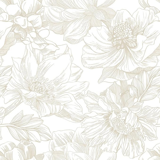 Ismoon Large Floral Peel and Stick Wallpaper Boho Beige/Coffee Contact Paper 17.3inx16.4ft Modern Wall Paper Removable Self Adhesive Bedroom Cabinet Bathroom Waterproof Mural Wall Decor Vinyl Roll by Ismoon