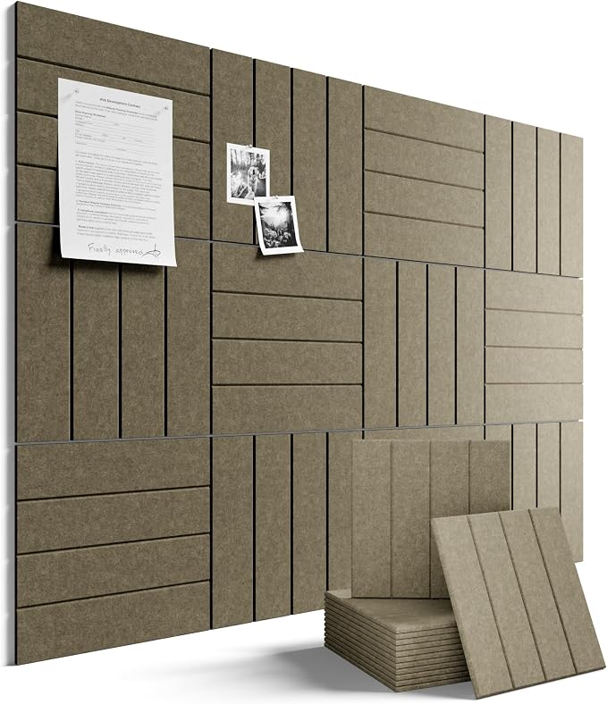 Fluxynara 48" x 36" Large Felt Bulletin Board, Earth Brown | 12 Pack Cork Board Alternative with 60 Safe Adhesive Tabs, Pin Boards for Wall Decor, Home, Office, Classroom,Dorm by FLUXYNARA