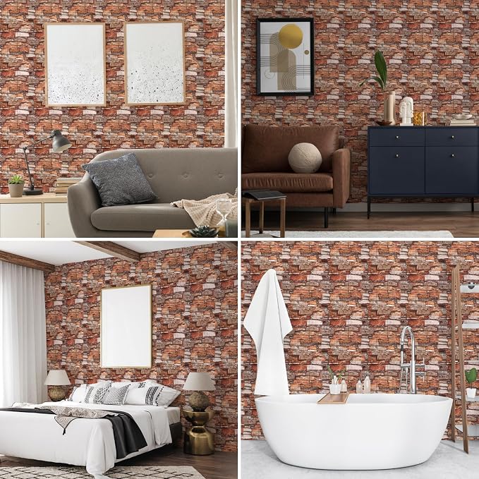 Peel and Stick 3D Foam Stone Wall Panels, Self Adhesive Wallpaper | 20Pcs Soft Flexible Kitchen Backsplash Peel and Stick (13.7 * 15.1in) Waterproof DIY Install Decorative Wall Panels - Image 5