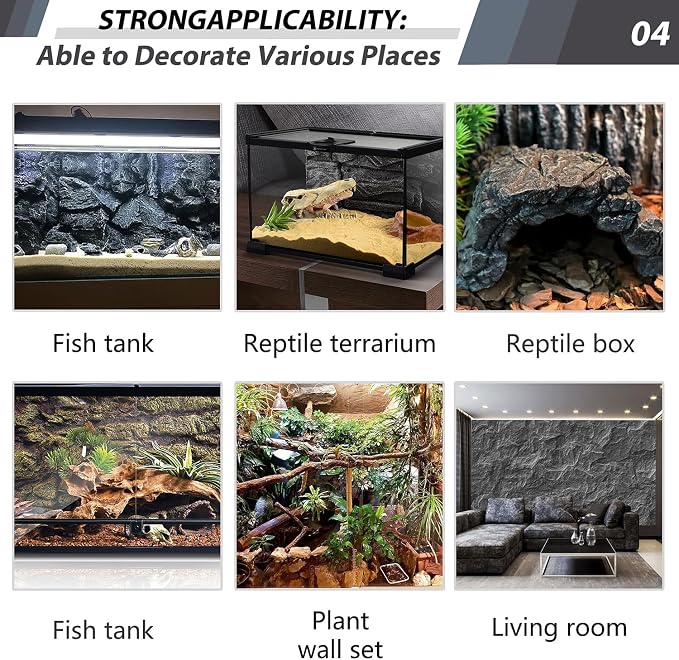 17.7x11.8in Rock Terrarium Background,3D Reptile Tank Background Board,Amphibian Stereo Backdrop Wall,Lizard Snake Gecko Spider Fish pet silo Background Decorative Panel(Paleyellow) - Image 5