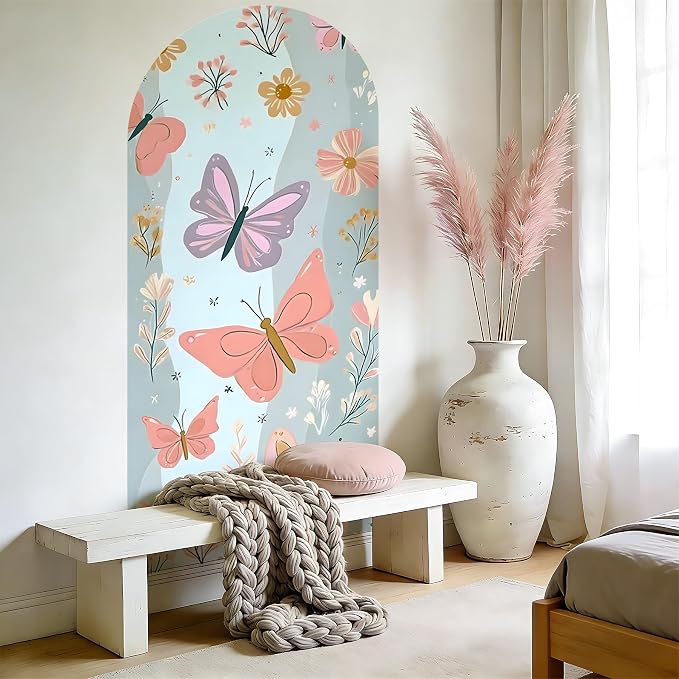 Arch Wall Decals Peel and Stick, Large Wall Stickers, Removable Home Decor Art Wallpaper for Bedroom Living Room 71'' × 31.7'' (Butterfly) - Image 8