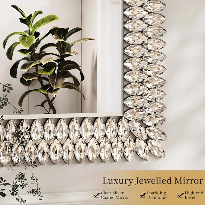 Kelly Miller 28"x40" Jeweled Luxury Rectangle Decorative Wall Mirror - Image 4