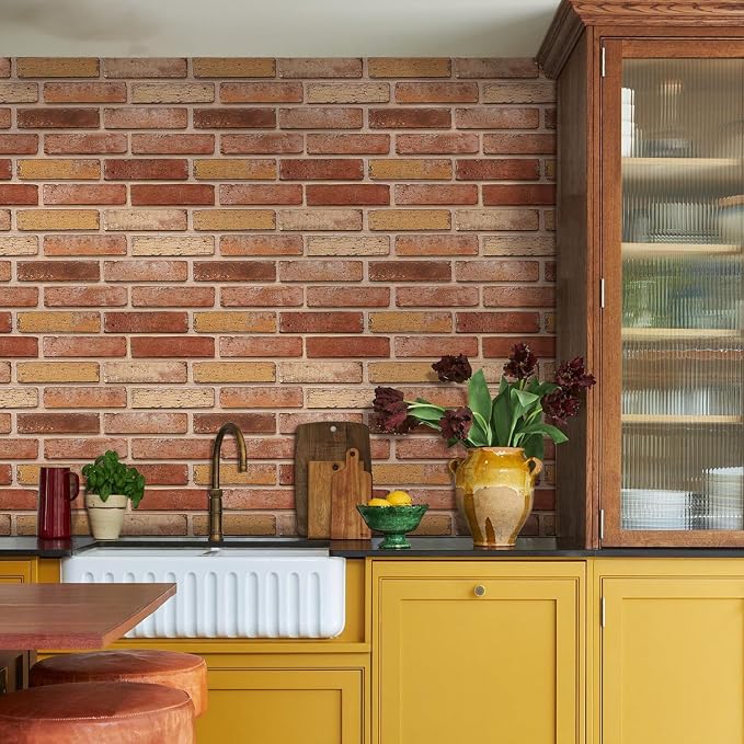 Commomy 3D Faux Brick Peel and Stick Wall Sticker - 10pcs 15.74" x 11.8" | Ultralight Thin PVC 3D Wall Panels Fake Brick Wallpaper Tiles for Home Office,Living Room Quick DIY Wall Decor(12.92 sq.ft) - Image 7