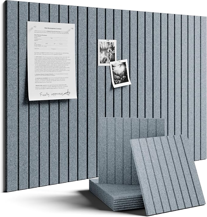 Fluxynara 36" x 24" Large Felt Bulletin Board, Blue Gray | 6 Pack Cork Board Alternative with 30 Safe Adhesive Tabs, Pin Boards for Wall Decor, Home, Office, Classroom,Dorm by FLUXYNARA
