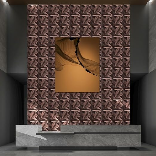 Art3dwallpanels Antique Copper 33 Pack 3D Wall Panels for Interior Decor, PVC Textured Wall Panels 12''x12'' Cover 32.Sq.Ft.Antique Copper | PVC Accent Wall Panels for Interior Wall Decor, Living Room Lobby Bedroom Hotel Office - Image 6