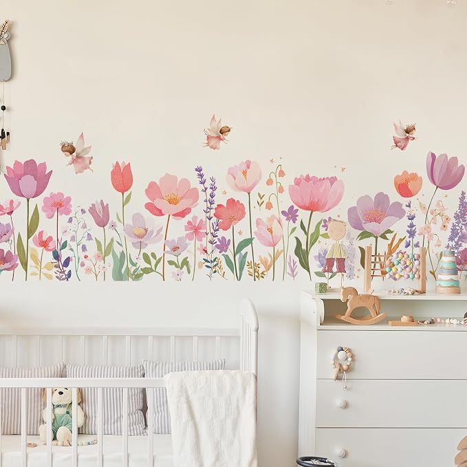 Flower Wall Decals - Flower Elves Peel and Stick Wall Art Decals,Removable Flower Home Decor Art for Kids Living Room, Bedroom, Nursery Decor Wall Corner Decoration by Unknown