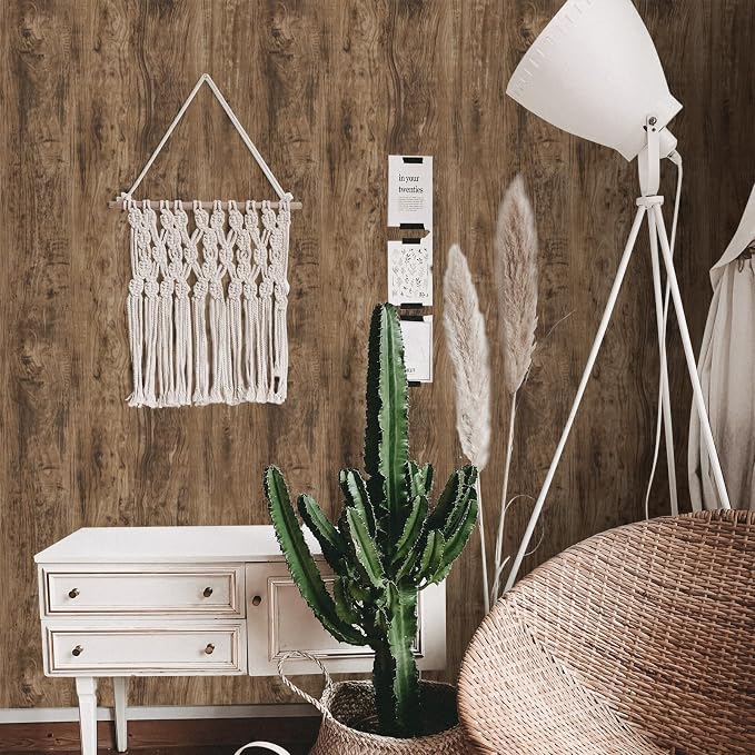 Wood Grain Contact Paper 17.3"x200" Grayish Brown Wood Look Peel and Stick Wallpaper Vintage Removable Self Adhesive Vinyl Faux Woods Wallpaper for Cabinets Countertops Covering - Image 4
