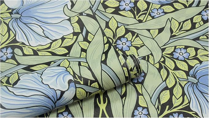HAOKHOME William Morris Peel and Stick Wallpaper Floral Blue Wall Paper | Textured Renter Friendly Removable Wall Paper Vintage Botanical Vine Bathroom Bedroom Stick on Contact Paper 17.3in x 9.8ft - Image 9