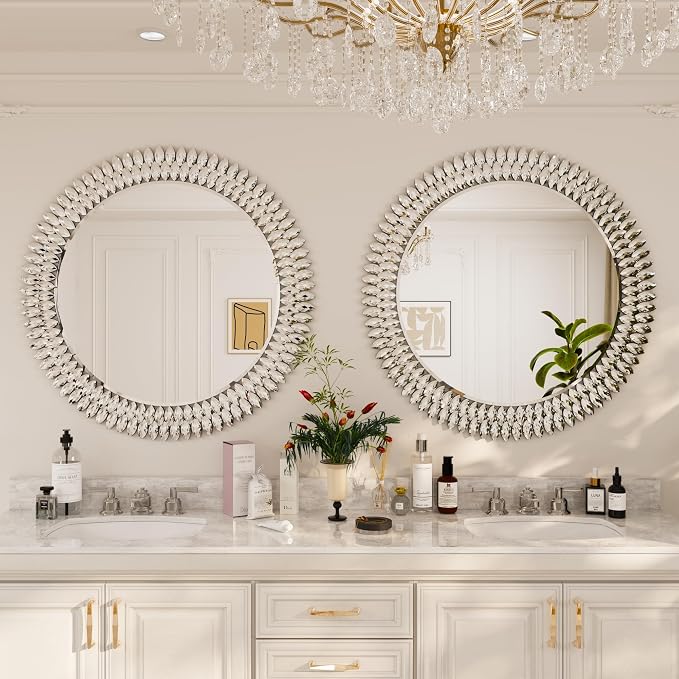 Kelly Miller 36" Jeweled Luxury Round Decorative Wall Mirror - Image 4